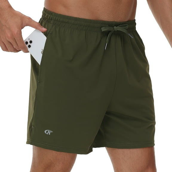 Taigaofy Men's 5" Workout Athletic Running Shorts Quick Dry Lightweight Gym Shorts Armygreen L