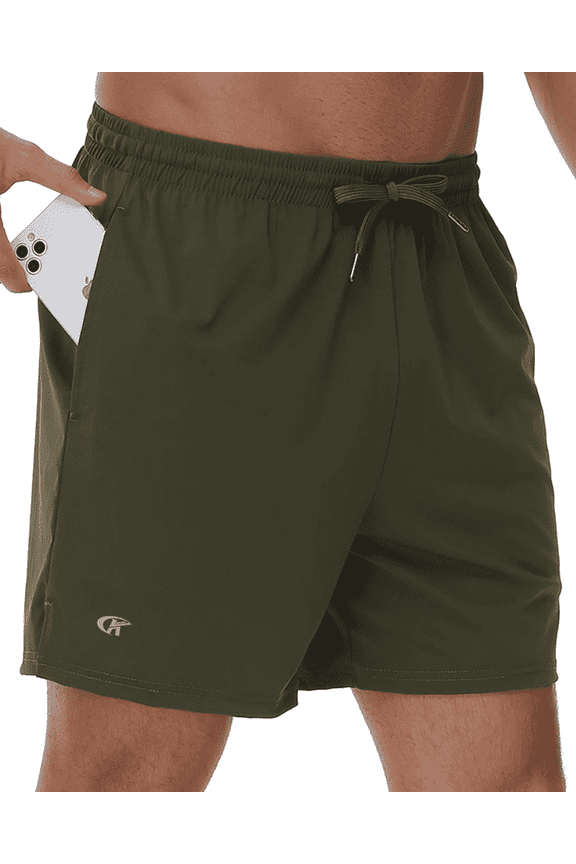 Men's 5" Workout Athletic Running Shorts Quick Dry Lightweight Gym Shorts Armygreen L