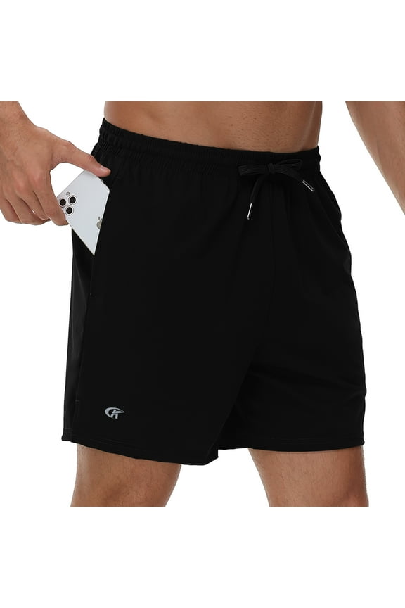 Men's 5" Workout Athletic Running Shorts Quick Dry Lightweight Gym Shorts Black L