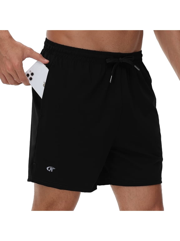 Men's 5" Workout Athletic Running Shorts Quick Dry Lightweight Gym Shorts Black M