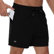 Mens 5" Workout Athletic Running Shorts Quick Dry Lightweight Gym Shorts Black S