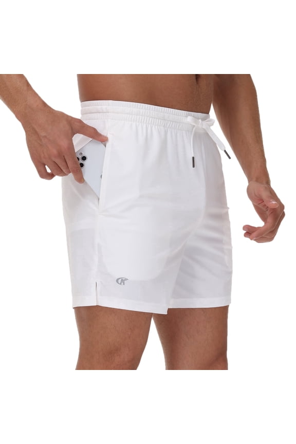 Men's 5" Workout Athletic Running Shorts Quick Dry Lightweight Gym Shorts White S