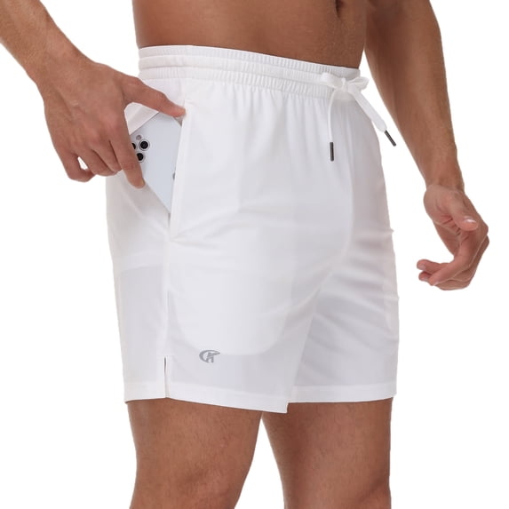 Taigaofy Men's 5" Workout Athletic Running Shorts Quick Dry Lightweight Gym Shorts White XL