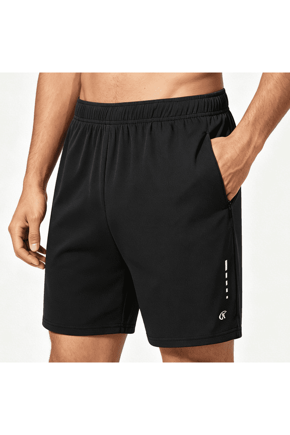 Men's Athletic Workout Shorts with Zipper Pockets Gym Quick Dry Mesh Tennis Shorts Black XL