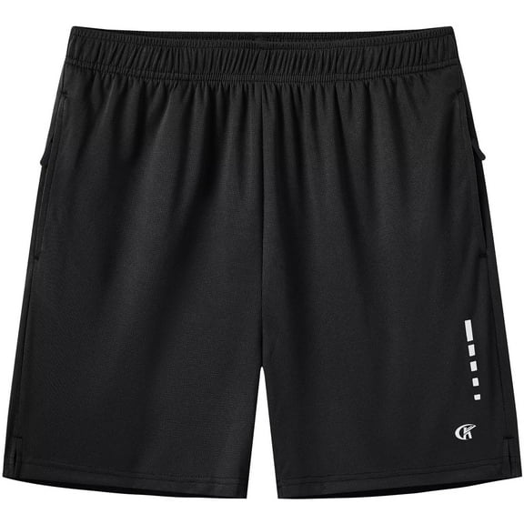 Taigaofy Men's Athletic Workout Shorts with Zipper Pockets Gym Quick Dry Mesh Tennis Shorts Black XL