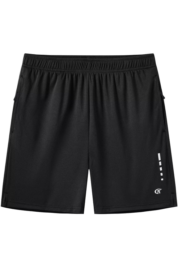 Men's Athletic Workout Shorts with Zipper Pockets Gym Quick Dry Mesh Tennis Shorts Black XL