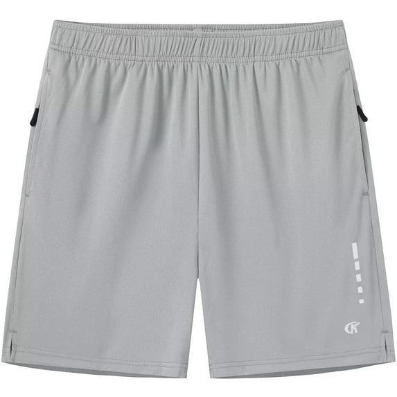 Taigaofy Men's Athletic Workout Shorts with Zipper Pockets Gym Quick Dry Mesh Tennis Shorts Silver Gray 2XL