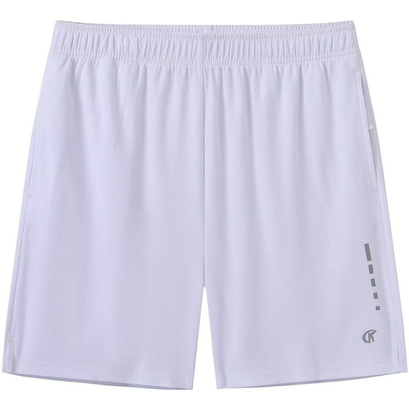 Taigaofy Men's Athletic Workout Shorts with Zipper Pockets  Gym Quick Dry Mesh Tennis Shorts White L
