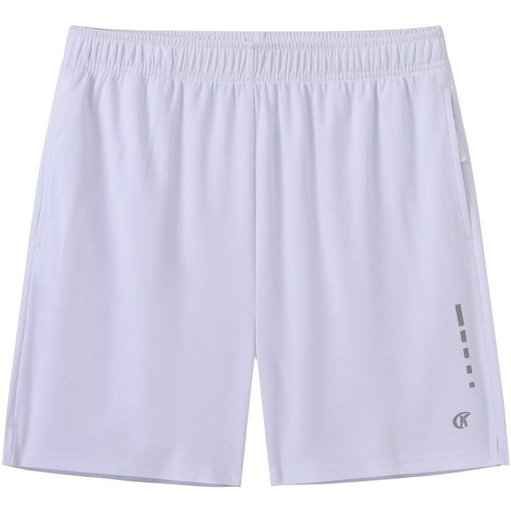 Taigaofy Men's Athletic Workout Shorts with Zipper Pockets Gym Quick Dry Mesh Tennis Shorts White L