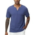 thumbnail image 1 of Taigaofy Men's Henley Shirt Classic Short Sleeve Lightweight Button Slim Fit T-Shirt Casual Top Blue S, 1 of 7
