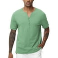 thumbnail image 1 of Taigaofy Men's Henley Shirt Classic Short Sleeve Lightweight Button Slim Fit T-Shirt Casual Top Green S, 1 of 7