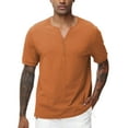 thumbnail image 1 of Taigaofy Men's Henley Shirt Classic Short Sleeve Lightweight Button Slim Fit T-Shirt Casual Top Orange XL, 1 of 7