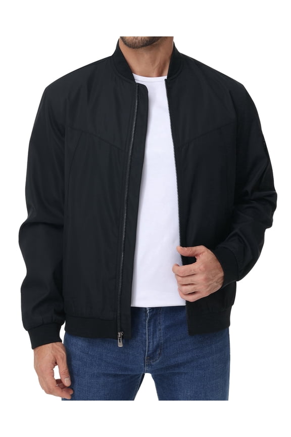 Taigaofy Men's Lightweight Outdoor Jacket Causal Fashion Stylish Windbreaker For Work Dress Golf Business Black S