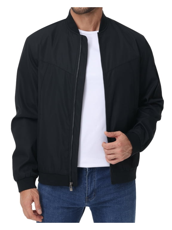 Taigaofy Men's Lightweight Outdoor Jacket Causal Fashion Stylish Windbreaker For Work Dress Golf Business Black XL