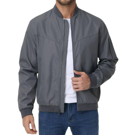 Taigaofy Men's Lightweight Outdoor Jacket Causal Fashion Stylish Windbreaker For Work Dress Golf Business Grey M