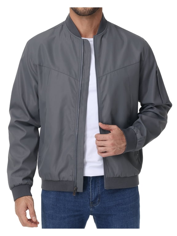 Taigaofy Men's Lightweight Outdoor Jacket Causal Fashion Stylish Windbreaker For Work Dress Golf Business Grey M