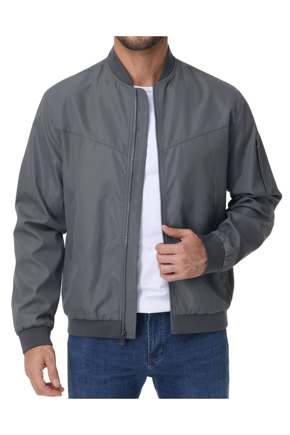 Taigaofy Men's Lightweight Outdoor Jacket Causal Fashion Stylish Windbreaker For Work Dress Golf Business Grey S