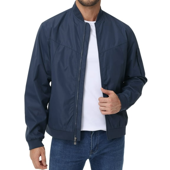 Taigaofy Men's Lightweight Outdoor Jacket Causal Fashion Stylish Windbreaker For Work Dress Golf Business Navy L