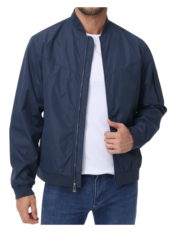 Taigaofy Men's Lightweight Outdoor Jacket Causal Fashion Stylish Windbreaker For Work Dress Golf Business Navy XL