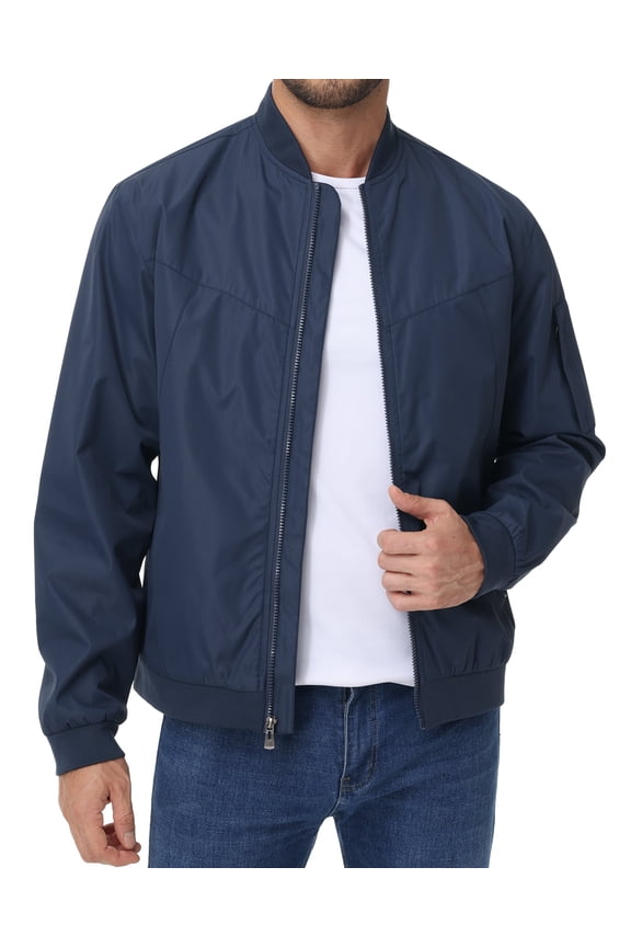 Men's Lightweight Outdoor Jacket Causal Fashion Stylish Windbreaker For Work Dress Golf Business Navy XL