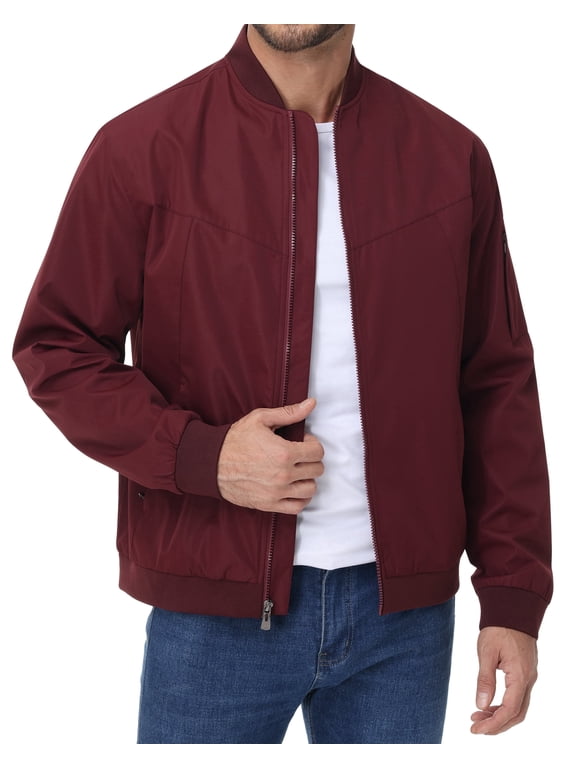 Taigaofy Men's Lightweight Outdoor Jacket Causal Fashion Stylish Windbreaker For Work Dress Golf Business Red L