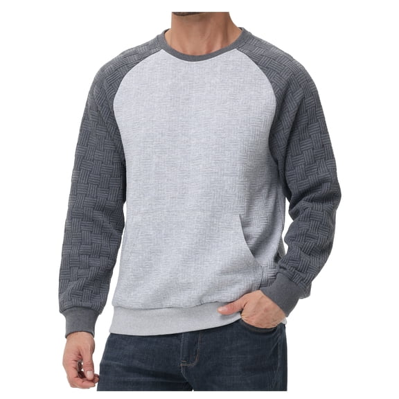 Zehisen Men's Lightweight Sweatshirts with Kangaroo Pocket Relaxed Fit Crew Neck Pullover Shirt Gray S
