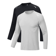 Mens Dry Fit Mesh Athletic Shirts 2 Pack ,Long Sleeve Shirts For Men,Rash Guard Dry Fit Workout Black Gray S