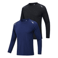 thumbnail image 1 of Mens Dry Fit Mesh Athletic Shirts 2 Pack ,Long Sleeve Shirts For Men,Rash Guard Dry Fit Workout Light Black Navy L, 1 of 9