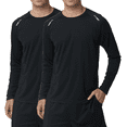 thumbnail image 1 of Taigaofy Men Workout Shirt Long Sleeve Rash Guard 2 Pack Quick Dry Mesh Athletic Shirt for Running Gym Training Black XL, 1 of 7