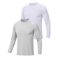 thumbnail image 1 of Mens Dry Fit Mesh Athletic Shirts 2 Pack ,Long Sleeve Shirts For Men,Rash Guard Dry Fit Workout White Gray XL, 1 of 8