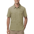 thumbnail image 1 of Taigaofy Men's UPF 50+ Sun Protection Short Sleeve Safari Shirts Fishing Shirts Hiking Work Casual Shirt with Zipper Pocket, Grey green M, 1 of 8