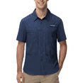 thumbnail image 1 of Taigaofy Men's UPF 50+ Sun Protection Short Sleeve Safari Shirts Fishing Shirts Hiking Work Casual Shirt with Zipper Pocket, Navy L, 1 of 8
