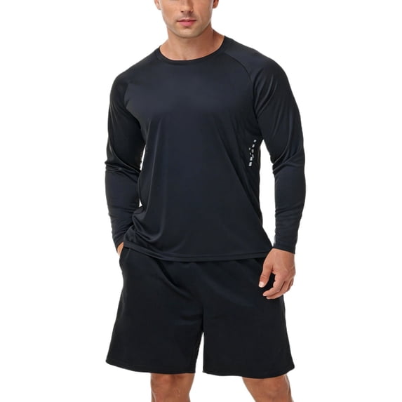 Taigaofy Men's Long Sleeve Shirt Rash Guard Swim Shirt UPF 50+ UV Protection Quick Dry Lightweight Running Athletic Swim Black XL
