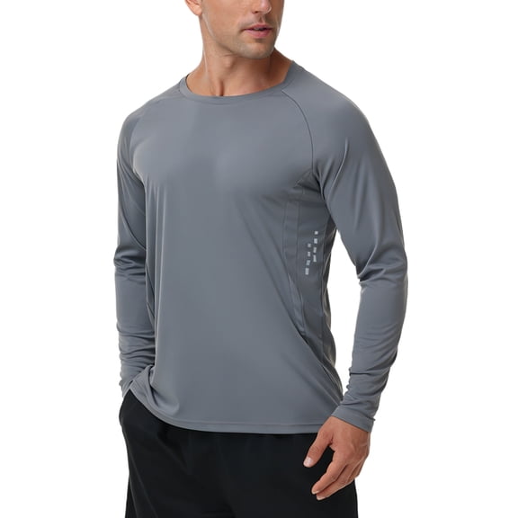 Zehisen Men's Long Sleeve Shirt Rash Guard Swim Shirt UPF 50+ UV Protection Quick Dry Lightweight Running Athletic Swim Darkgery M
