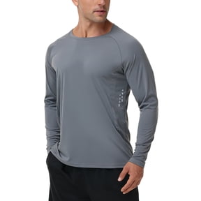 Zehisen Men's Long Sleeve Shirt Rash Guard Swim Shirt UPF 50+ UV Protection Quick Dry Lightweight Running Athletic Swim Darkgery L