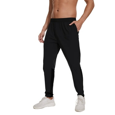 Taigaofy Men's Tapered Jogger Pants with Lightweight, Breathable and Quick-Dry Properties Black L