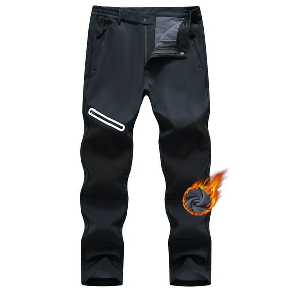 Taigaofy Men's Winter Fleece Lined Hiking Pants With Zip Pockets Waterproof Quick-Dry Travel Fishing Work Outdoor Pants Upgraded Upgraded Deep Gray 2XL