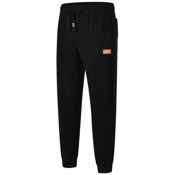 Taigaofy Mens Sweatpants Elastic Waist Drawstring Baggy Tapered Pants With Pockets Black L