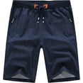 thumbnail image 1 of Taigaofy Mens Shorts Casual Drawstring Zipper Pockets Elastic Waist Workout Shorts for Men Cationnavy 42, 1 of 8