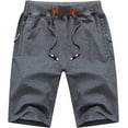 thumbnail image 1 of Taigaofy Mens Shorts Casual Drawstring Zipper Pockets Elastic Waist Workout Shorts for Men Darkgray 36, 1 of 8
