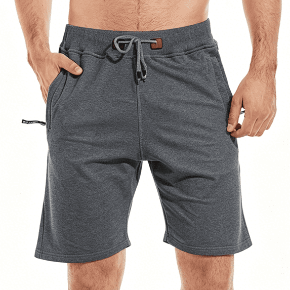 Taigaofy Mens Shorts Casual Drawstring Zipper Pockets Elastic Waist Workout Shorts for Men Darkgray 38