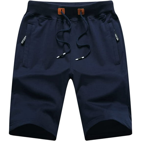 Taigaofy Mens Shorts Casual Drawstring Zipper Pockets Elastic Waist Workout Shorts for Men Navyblue 30