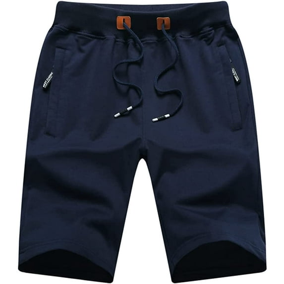 Taigaofy Mens Shorts Casual Drawstring Zipper Pockets Elastic Waist Workout Shorts for Men Navyblue 38