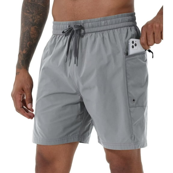 Taigaofy Mens Swim Trunks Short Quick Dry Sports Shorts with Mesh Lining and Zipper Pockets Gery 30