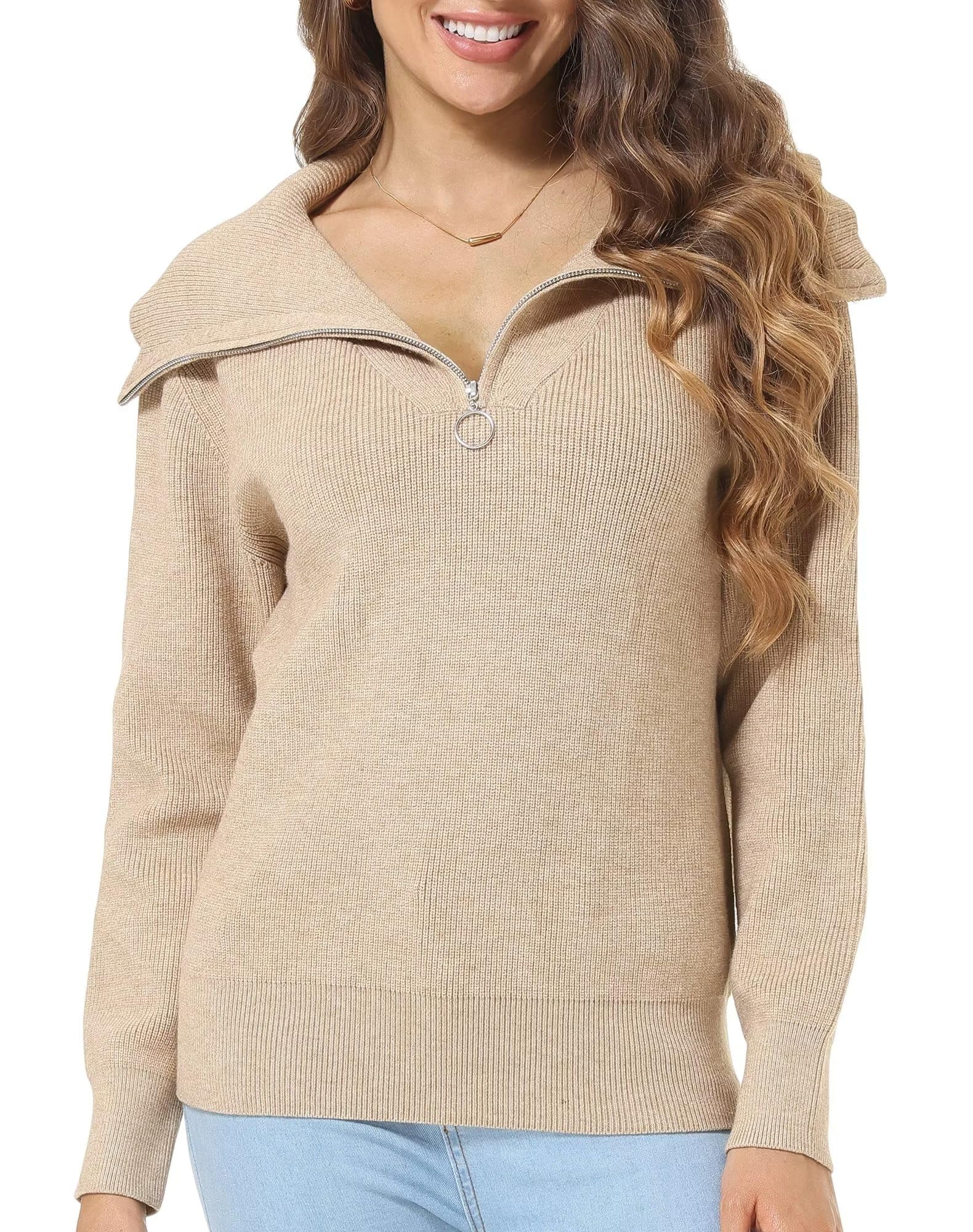 Women’s Soft Ribbed Half-Zip Knit Pullover