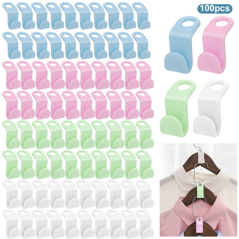 100 PCS Hanger Connector Hooks, Hangers Space Saving, Hanger Hooks, Hanger  Clips for Plastic Hangers(5 Color)