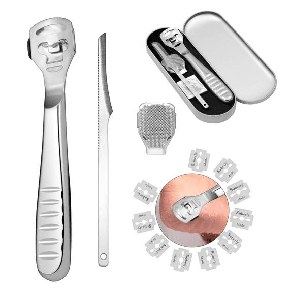 Taihexin 14 Pcs Callus Shaver Set, Callus Remover for Feet, Stainless Steel Foot File Head Care Hard Skin Remover for Hand and Foot Care Tools