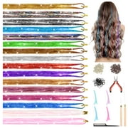 Hair Tinsel Kit With Tool 4200 strands Tinsel Hair Extensions 12 Colors  Fairy Hair Tinsel Sparkling Shiny Hair Tinsel Heat Resistant Highlights  Glitter Tinsel Hair Extensions(48 Inch) 12 Colors-4200 Strands 48 Inch  (Pack of 12)