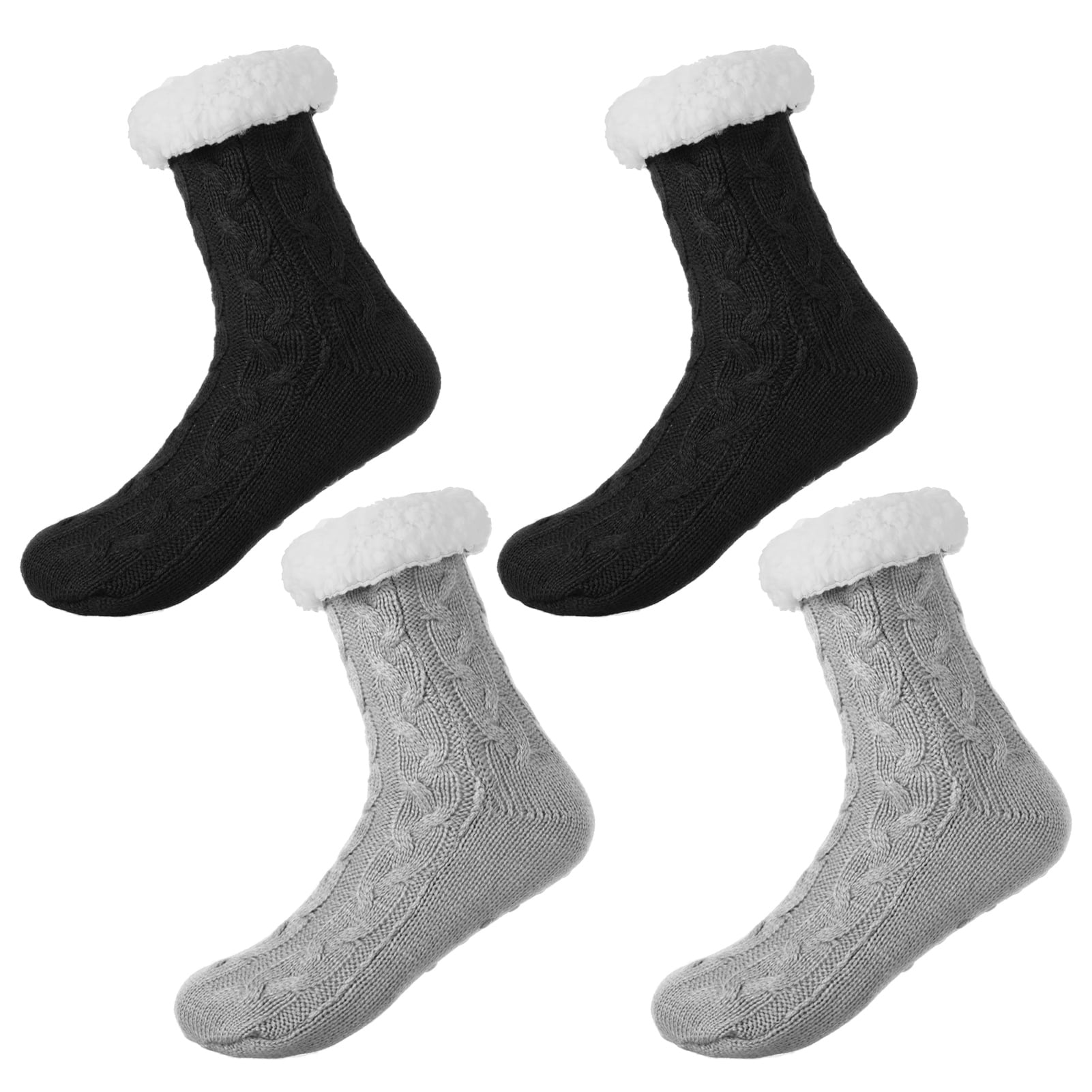 Taihexin 2 Pairs Women Slipper Fuzzy Socks, Fluffy Winter Warm Slippers