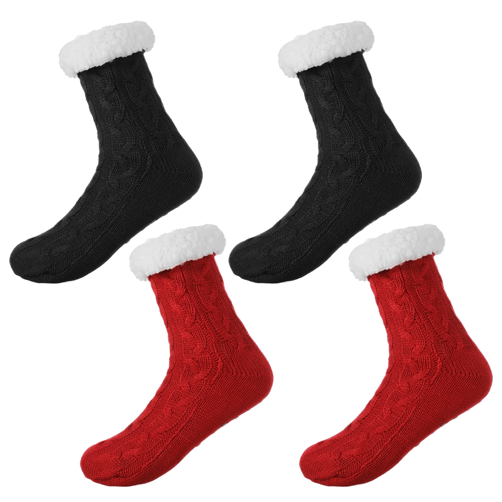 Taihexin 2 Pairs Women Slipper Fuzzy Socks, Fluffy Winter Warm Slippers